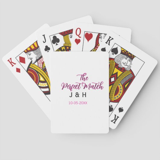De perfecte match roze zwart naam datum trouwkoppe pokerkaarten (Achterkant)