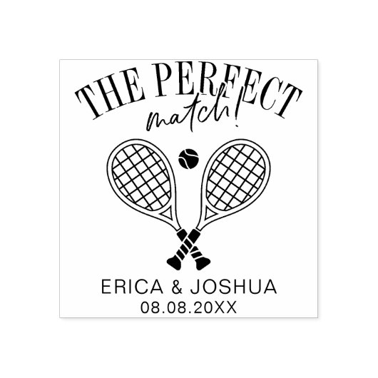 De perfecte match Save the Date Wedding Tennis Rubberstempel (Afrduk)