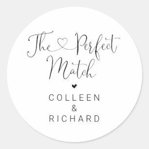 De perfecte match Sticker voor bruiloft gunst