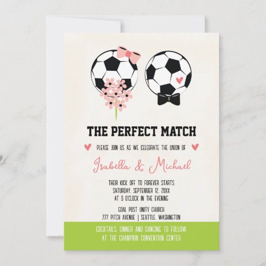 De perfecte match Voetbal bruiloft uitnodiging (Voorkant)