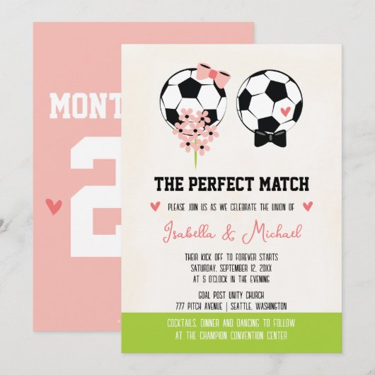 De perfecte match Voetbal bruiloft uitnodiging (Voorkant / Achterkant)