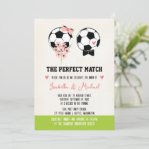 De perfecte match Voetbal bruiloft uitnodiging