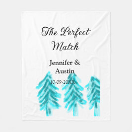 De perfecte match winter blauwe dennenboom bruilof fleece deken
