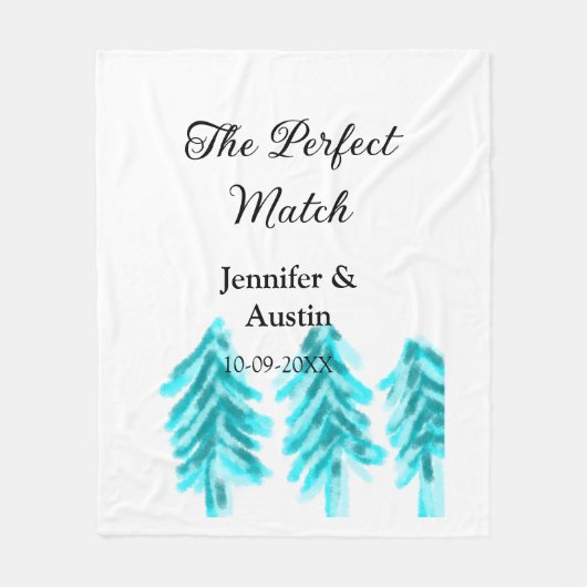 De perfecte match winter blauwe dennenboom bruilof fleece deken (Voorkant)