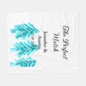 De perfecte match winter blauwe dennenboom bruilof fleece deken (Voorkant (Horizontaal))