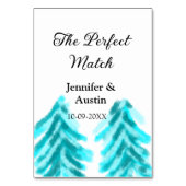 De perfecte match winter blauwe dennenboom bruilof kaart (Achterkant)