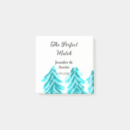 De perfecte match winter blauwe dennenboom bruilof post-it® notes