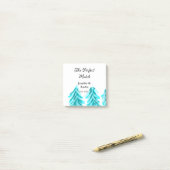 De perfecte match winter blauwe dennenboom bruilof post-it® notes (Op bureau)