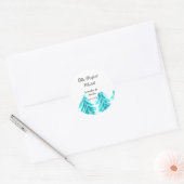 De perfecte match winter blauwe dennenboom bruilof ronde sticker (Envelop)
