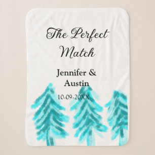 De perfecte match winter blauwe dennenboom bruilof sherpa deken