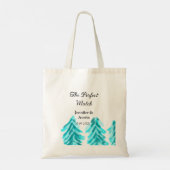 De perfecte match winter blauwe dennenboom bruilof tote bag (Achterkant)