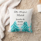 De perfecte match winter blauwe dennenboom trouw kussen (Deken)