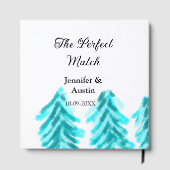 De perfecte match winter blauwe dennenboom trouwfo gastenboek (Achterkant)