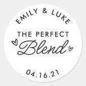 De perfecte mix B & W koffie bruiloft gunst Ronde Sticker (Voorkant)