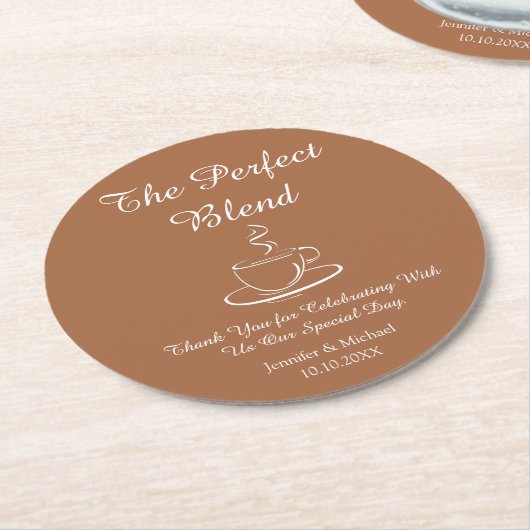 De perfecte mix, bruiloft dank u bruin chic ronde kartonnen onderzetter (Gebogen)