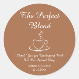 De perfecte mix, bruiloft dank u koffie bruin ronde sticker