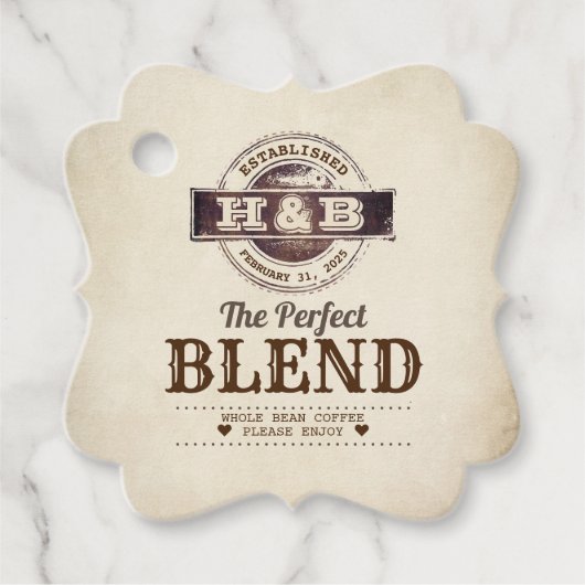 De perfecte mix bruiloft koffie bedankjes labels (Voorkant)