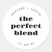 De perfecte mix bruiloft koffie gunsten ronde sticker (Voorkant)