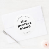 De perfecte mix bruiloft koffie gunsten ronde sticker (Envelop)