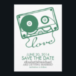 De Perfecte Mix Bruiloft Save the Date {groen} Kaart<br><div class="desc">Moderne en unieke save the date-aankondigingen voor bruiloften hebben een koele afbeelding van een cassettebandje.</div>