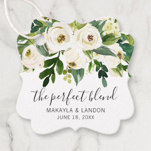 De Perfecte Mix Elegante Witte Bloemige Bruiloft Bedankjes Labels (Voorkant)