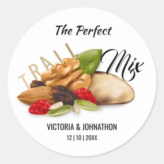 De perfecte Mix Fruit bedankt je bruiloft. Ronde Sticker (Voorkant)
