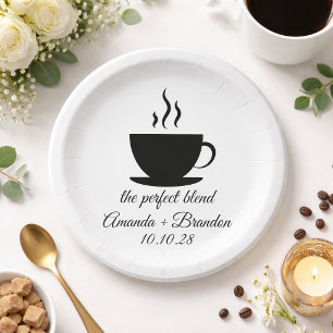 De perfecte mix hete koffie bruiloft papieren bordje