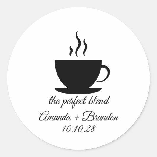 De perfecte mix koffie bruiloft bedankt ronde sticker (Voorkant)