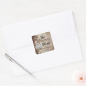 De perfecte mix koffie bruiloft rustiek hout vierkante sticker (Envelop)