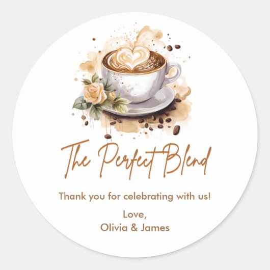 De Perfecte Mix Koffie Dank Je Couples Shower Ronde Sticker (Voorkant)