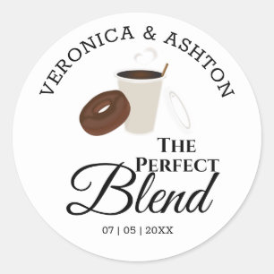 De Perfecte Mix Koffie en Donut Bruiloft Ronde Sticker