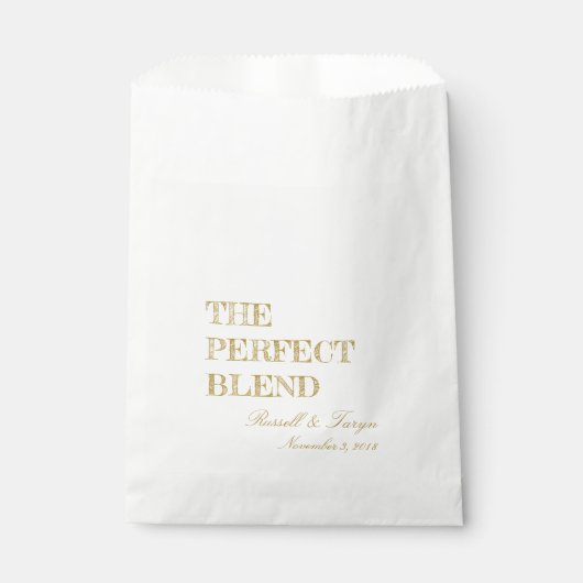 De perfecte mix koffie gunsten, trail mix goud bedankzakje (Voorkant)