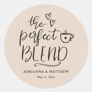 De perfecte mix koffie liefhebber bruiloft kraft p ronde sticker