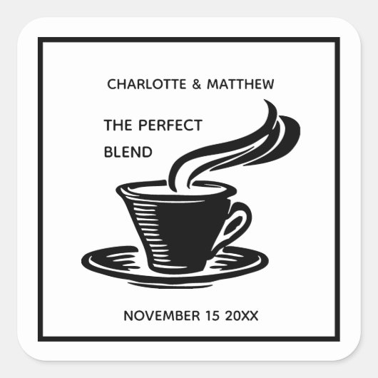 De perfecte mix koffie thee bruiloft receptie vierkante sticker (Voorkant)
