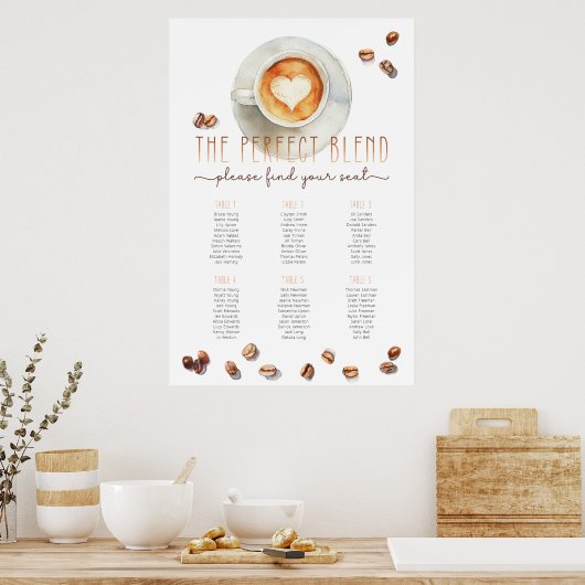 De perfecte mix koffie-thema zitplaatskaart post poster (Keuken)