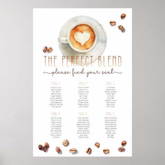 De perfecte mix koffie-thema zitplaatskaart post poster (Voorkant)