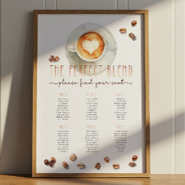 De perfecte mix koffie-thema zitplaatskaart post poster