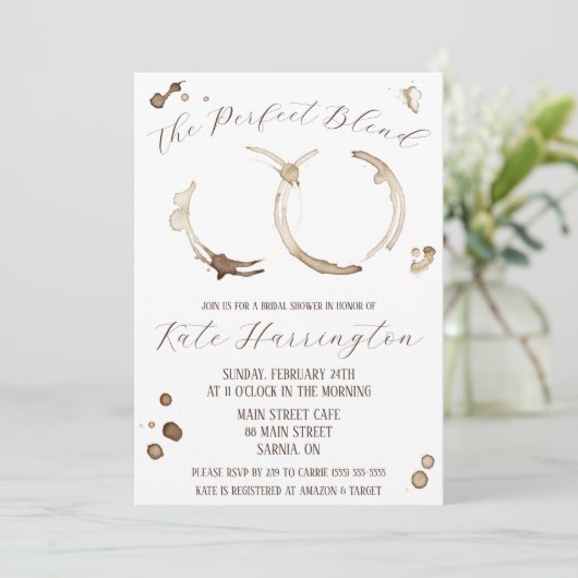 De perfecte mix, koffie, vlekken, Vrijgezellenfees Kaart (Staand voorkant)