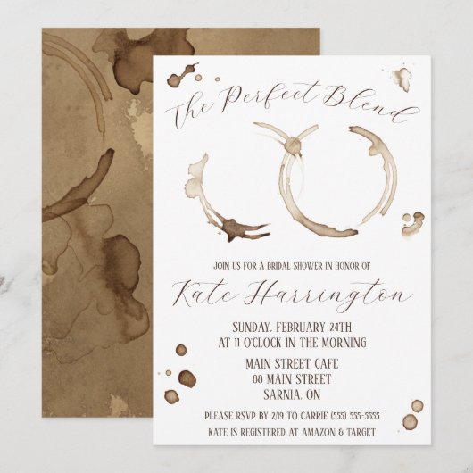 De perfecte mix, koffie, vlekken, Vrijgezellenfees Kaart (Voorkant / Achterkant)