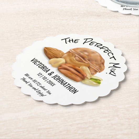 De perfecte Mix Nuts Dank u | Weddenschap Kartonnen Onderzetters (Gekanteld)
