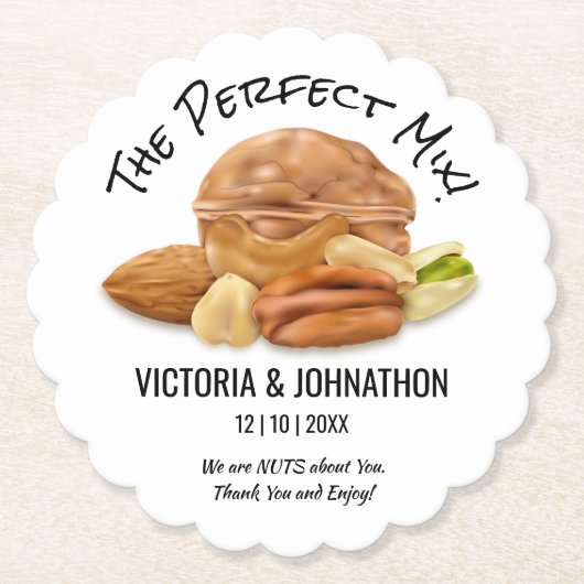 De perfecte Mix Nuts Dank u | Weddenschap Kartonnen Onderzetters (Voorkant)