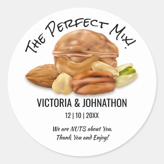 De perfecte Mix Nuts Dank u | Weddenschap Ronde Sticker (Voorkant)