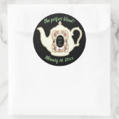 De perfecte mix porseleinen theepot bruiloft ronde sticker (Tas)