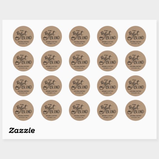 De Perfecte Mix | Rustic Kraft Papier Huwelijk Ronde Sticker (Vel)