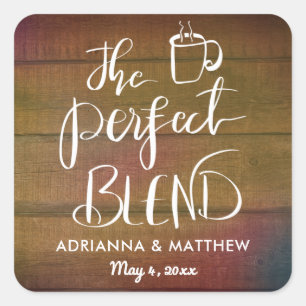De perfecte mix rustieke hout bruiloft gunst vierk vierkante sticker