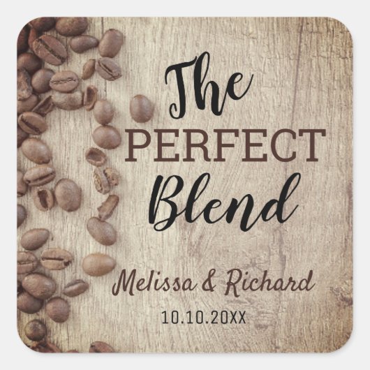 De perfecte mix rustieke houten koffie bruiloft vierkante sticker (Voorkant)
