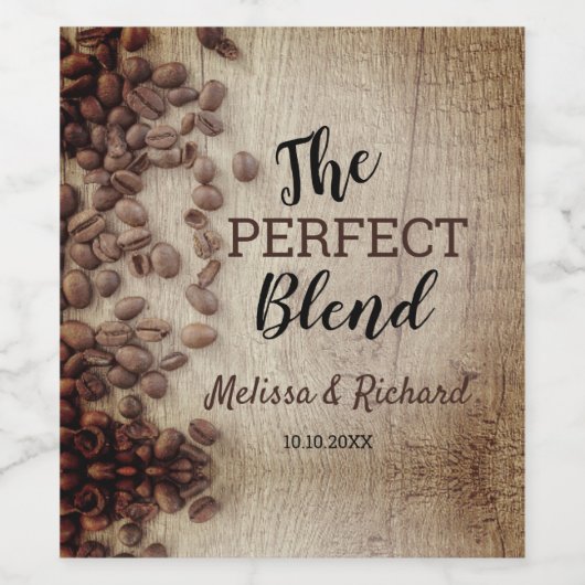 De perfecte mix rustieke houten koffie bruiloft wijn etiket (Enkel label)
