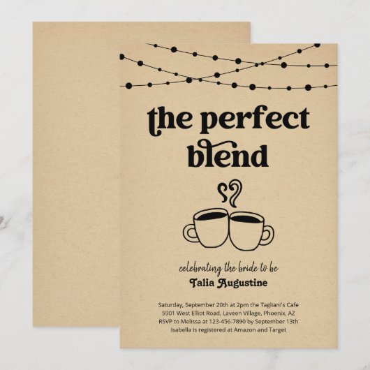 De perfecte mix van koffietheekopjes Vrijgezellenf Kaart (Voorkant / Achterkant)