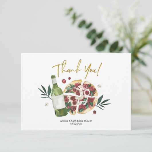 De Perfecte Paar Pizza en Bier Bedankkaart (Staand voorkant)