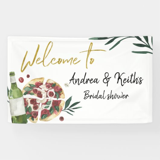 De perfecte Paar Pizza en de grote banner van Beer (Horizontaal)